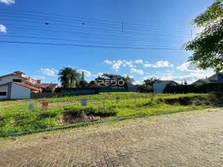 Vista externa de uma propriedade com vegetação e cerca no primeiro plano.