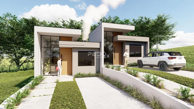 Fachada moderna de uma residência em Lajeado, Brasil.