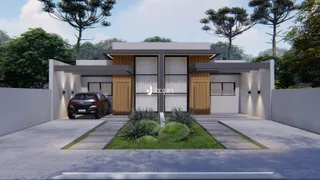 Fachada moderna de uma casa em Lajeado, Brasil com jardim frontal.