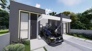A fachada moderna de uma residência em Lajeado, Brasil.