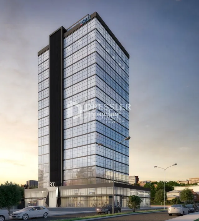 Fachada de um edifício comercial moderno em Lajeado, Brasil.