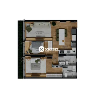 Planta baixa de uma residência mostrando a disposição dos cômodos.