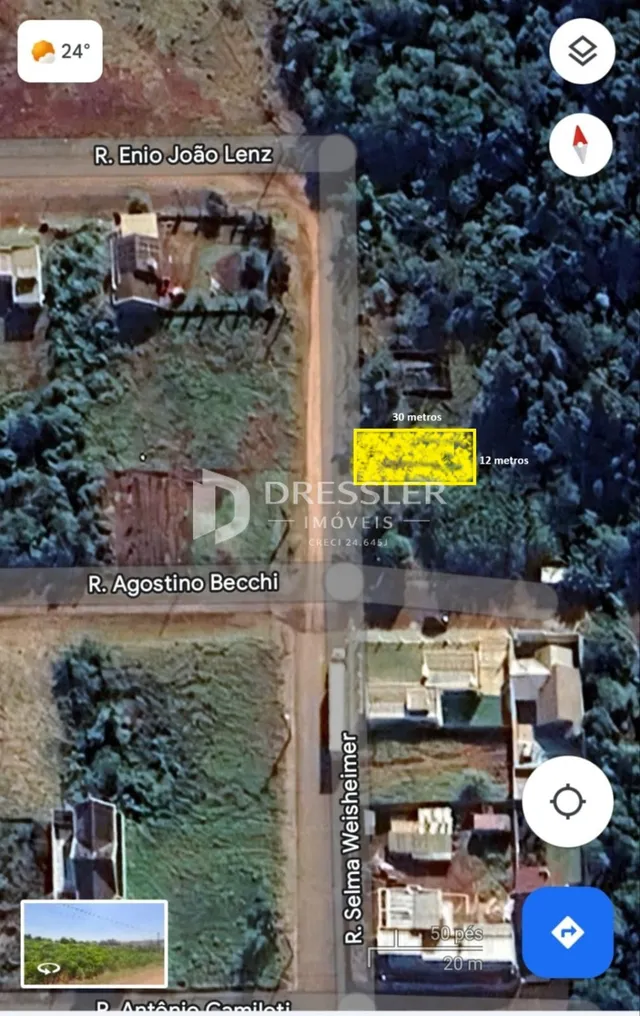 Vista aérea da rua R. Enio João Lenz em Lajeado, Brasil.