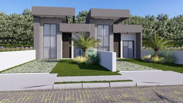 Fachada moderna de uma residência em Lajeado, Brasil.