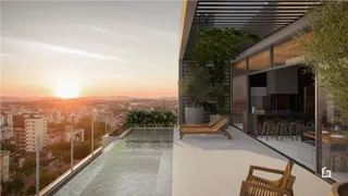 Vista de um terraço ao pôr do sol em Lajeado, Brasil.