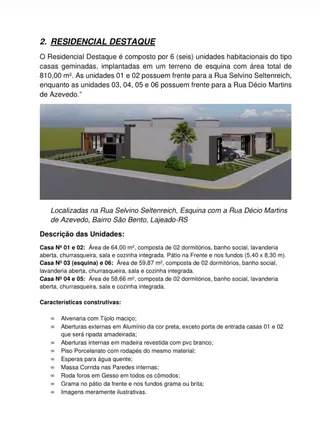 Vista externa de um conjunto de casas geminadas em Lajeado, Rio Grande do Sul.