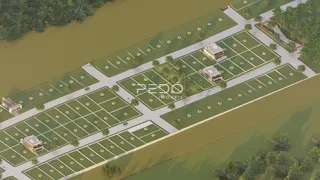 Vista aérea de um loteamento residencial no Brasil.