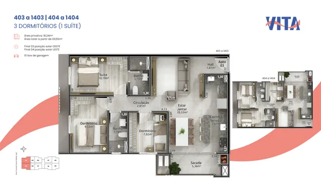 Apartamento com 3 dormitórios, foto 2