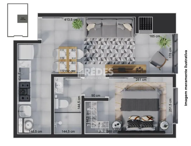Apartamento com 1 dormitório, foto 2
