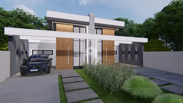 Fachada moderna de uma residência em Lajeado, Brasil.