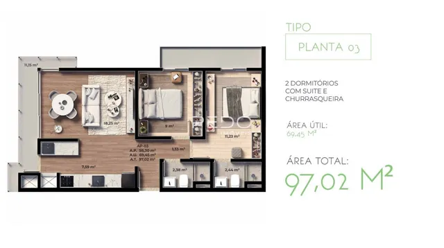 Apartamento com 2 dormitórios, foto 3