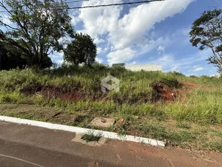 Vista da propriedade com vegetação e estrada no primeiro plano.