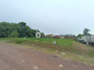 Vista da propriedade com vegetação e estrada de terra.