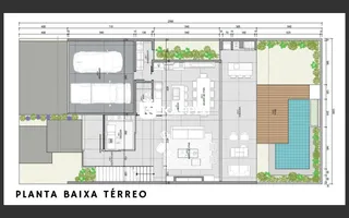 Planta baixa do térreo de uma residência em Lajeado, Brasil.