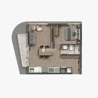 Planta baixa de um apartamento em Lajeado, Brasil.