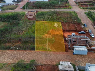 Vista aérea de um terreno em construção em Lajeado, Brasil.
