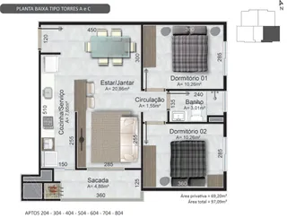 Apartamento com 2 dormitórios, foto 3