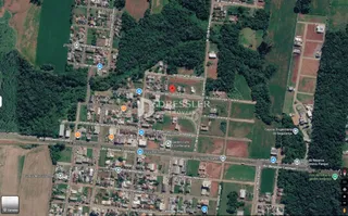 Vista aérea de uma área residencial em Lajeado, Brasil.