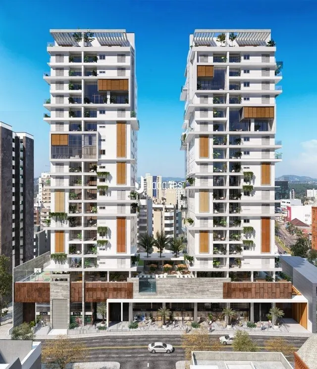 Fachada de um prédio residencial moderno em Lajeado, Brasil.