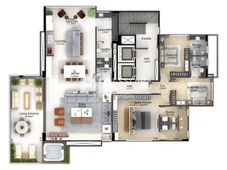 Planta baixa de uma residência em Lajeado, Brasil, mostrando o layout interno.