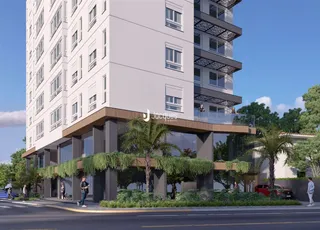Fachada moderna de um edifício residencial em Lajeado, Brasil.