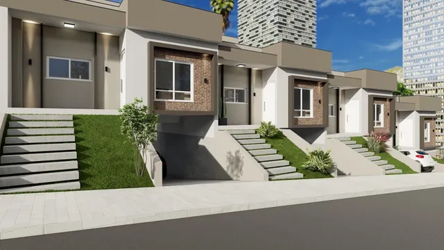 Fachada de um prédio residencial moderno em Lajeado, Brasil.