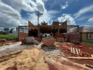 Vista da obra de uma residência em construção em Lajeado, Brasil.