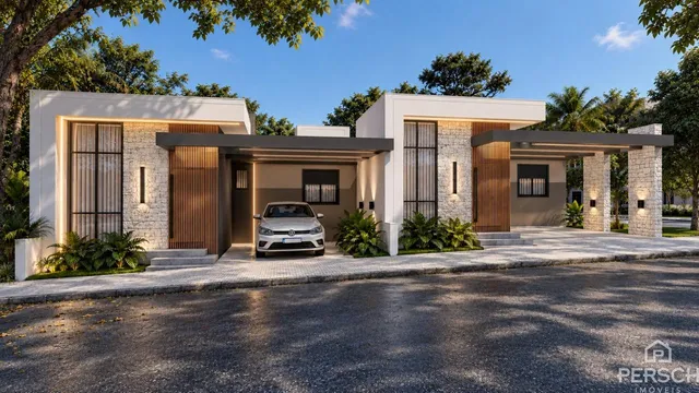 Fachada externa de uma residência moderna em Lajeado, Brasil.