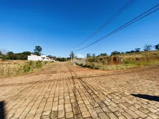 Vista de uma estrada de terra em uma área rural com vegetação seca.