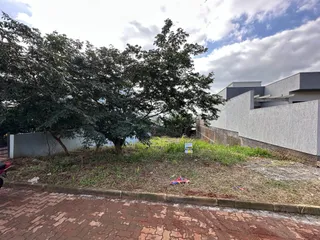 Vista externa mostrando árvores e um muro de contenção em uma propriedade.