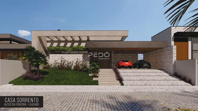 Fachada de uma casa moderna em Lajeado, Brasil.