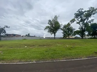 Vista externa de um terreno com gramado e árvores em Lajeado.