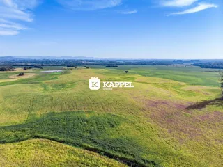 Paisagem de campos verdes e colinas em Lajeado.