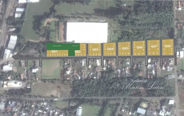 Vista aérea de um terreno residencial em Lajeado, Brasil.