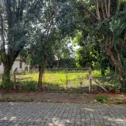 Vista externa mostrando vegetação e uma cerca em uma propriedade em Lajeado.