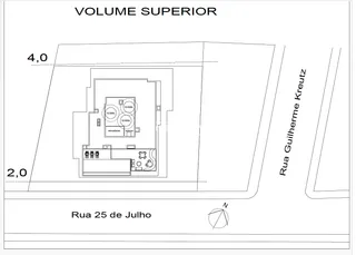 Desenho de planta baixa de um imóvel na Rua Guilherme Kreutz.