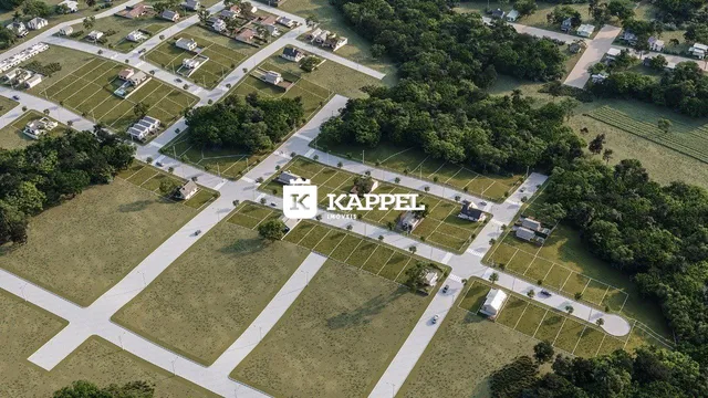 Vista aérea de um loteamento residencial em Lajeado, Brasil.