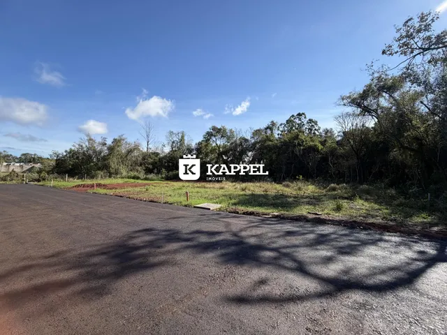 Vista externa de uma propriedade com vegetação e estrada no primeiro plano.