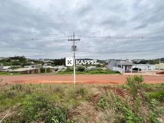 Vista externa de uma área com vegetação seca e uma estrada de terra em Lajeado.