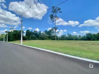Vista de um campo gramado ao lado de uma estrada.