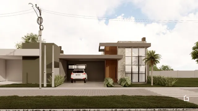 Fachada de uma casa moderna em Lajeado, Brasil.