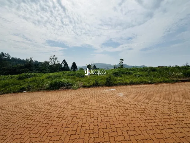 Vista da propriedade com vegetação e terreno no fundo.