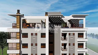 Vista da fachada de um edifício residencial moderno em Lajeado.