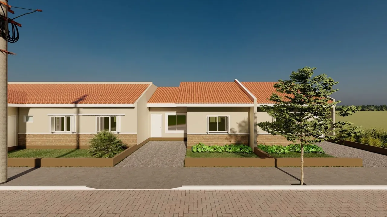 Fachada de uma casa residencial com telhado de telhas e jardim.