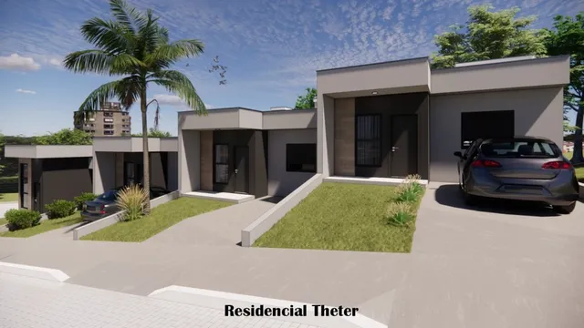 Fachada externa de uma residência moderna em Lajeado, Brasil.