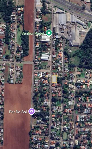 Vista aérea de uma área residencial em Lajeado, Brasil.