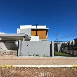 Fachada externa de uma construção moderna em Lajeado, Brasil.