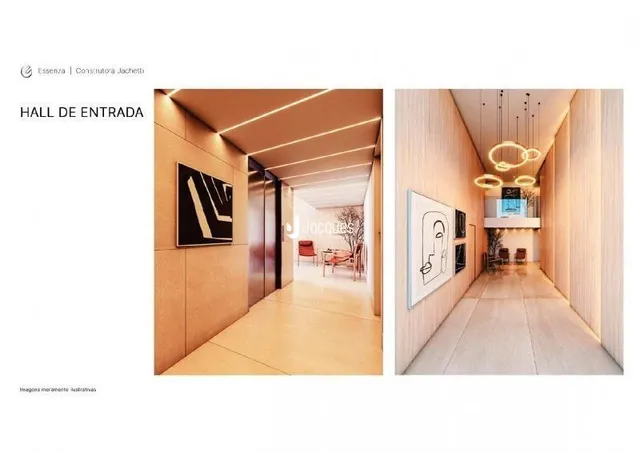Hall de entrada de uma residência com paredes em tom de terracota.
