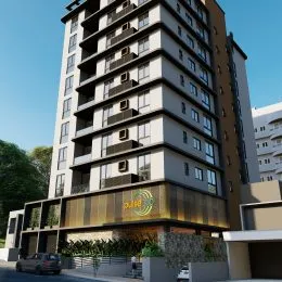 Fachada de um edifício residencial moderno em Lajeado, Brasil.