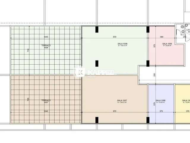 Planta baixa de um imóvel mostrando a disposição dos cômodos.